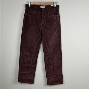 Free People Risk Taker High Rise Straight Leg Corduroy Jeans Brown Size 28